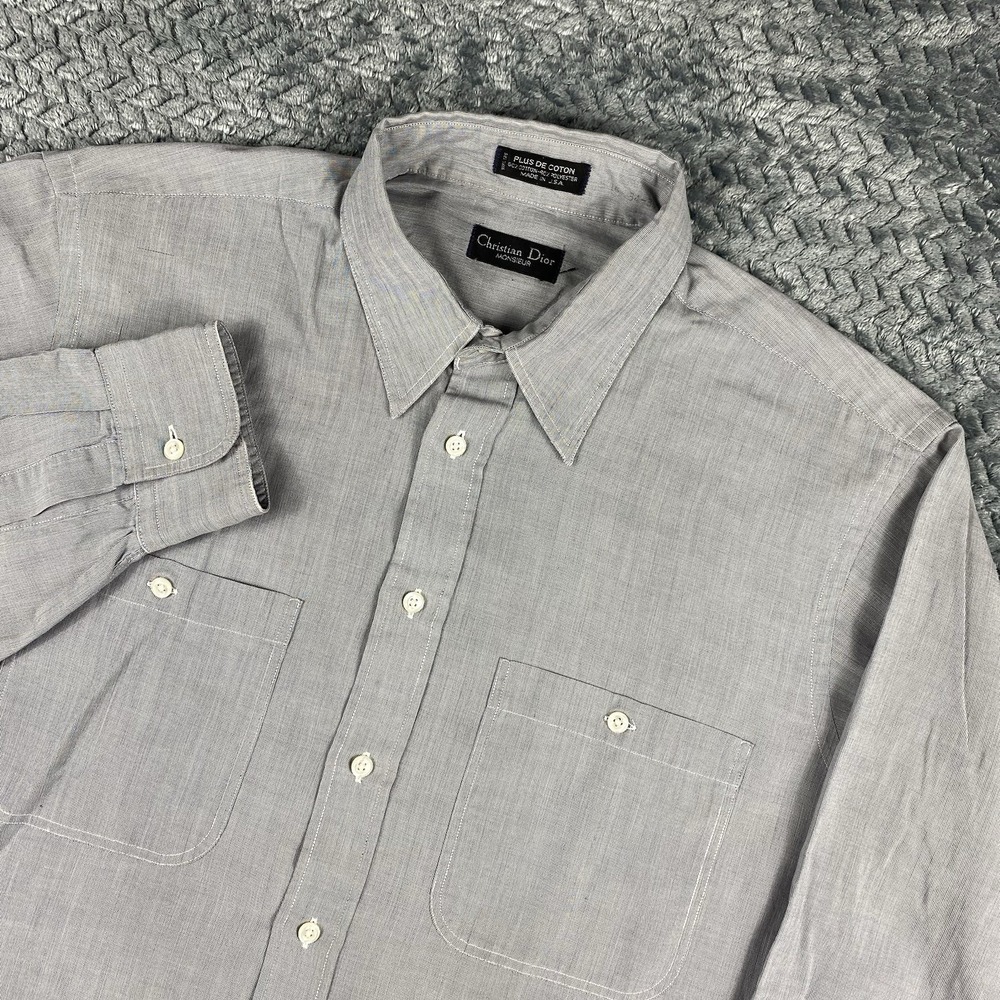Vintage Christian Dior Monsieur Dress Shirt Men's 16  34-35 Striped Made In USA
